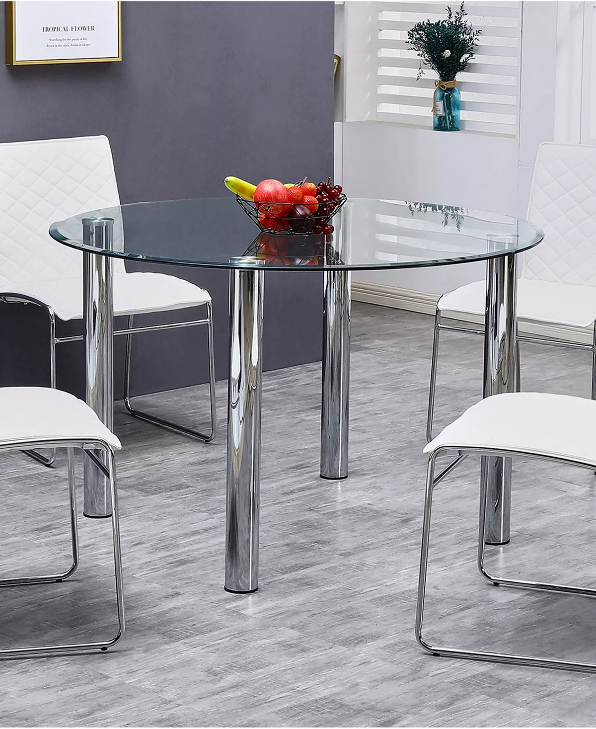 Duncan Clear Round Dinnette Table Best Master Furniture Duncan Clear Round Dinnette Table -Costway Shop