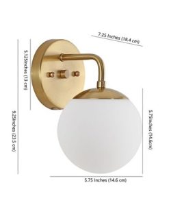 JONATHAN Y Louis Parisian Globe 1-Light Metal/Frosted Glass Modern Contemporary LED Vanity -Costway Shop 20904723 fpx
