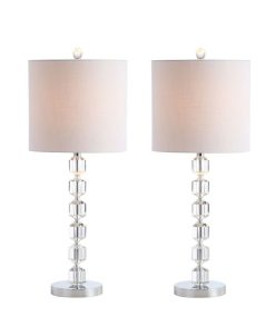 JONATHAN Y Cary 27.5 Modern Stacked Crystal, Led Table Lamp