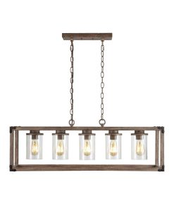 JONATHAN Y Zeniba 5-Light Linear Adjustable Rustic Farmhouse LED Pendant -Costway Shop 20912825 fpx