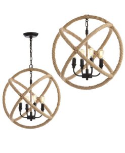 JONATHAN Y Soka 4-Light 20 Adjustable Globe, Rope Led Chandelier 5 JONATHAN Y Soka 4-Light 20 Adjustable Globe, Rope Led Chandelier -Costway Shop 20917148 fpx
