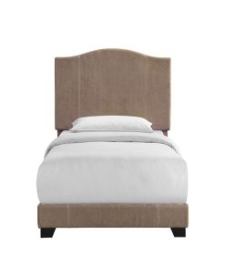 HomeFare Stitched Camel Back Upholstered Bed, Twin