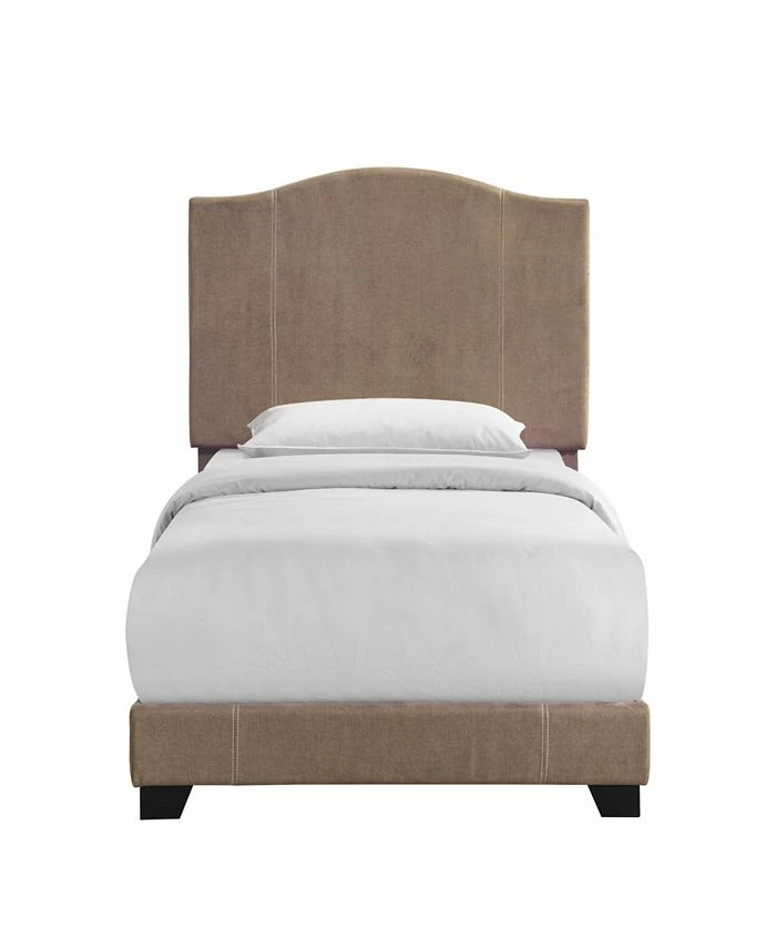 HomeFare Stitched Camel Back Upholstered Bed, Twin 3 HomeFare Stitched Camel Back Upholstered Bed, Twin