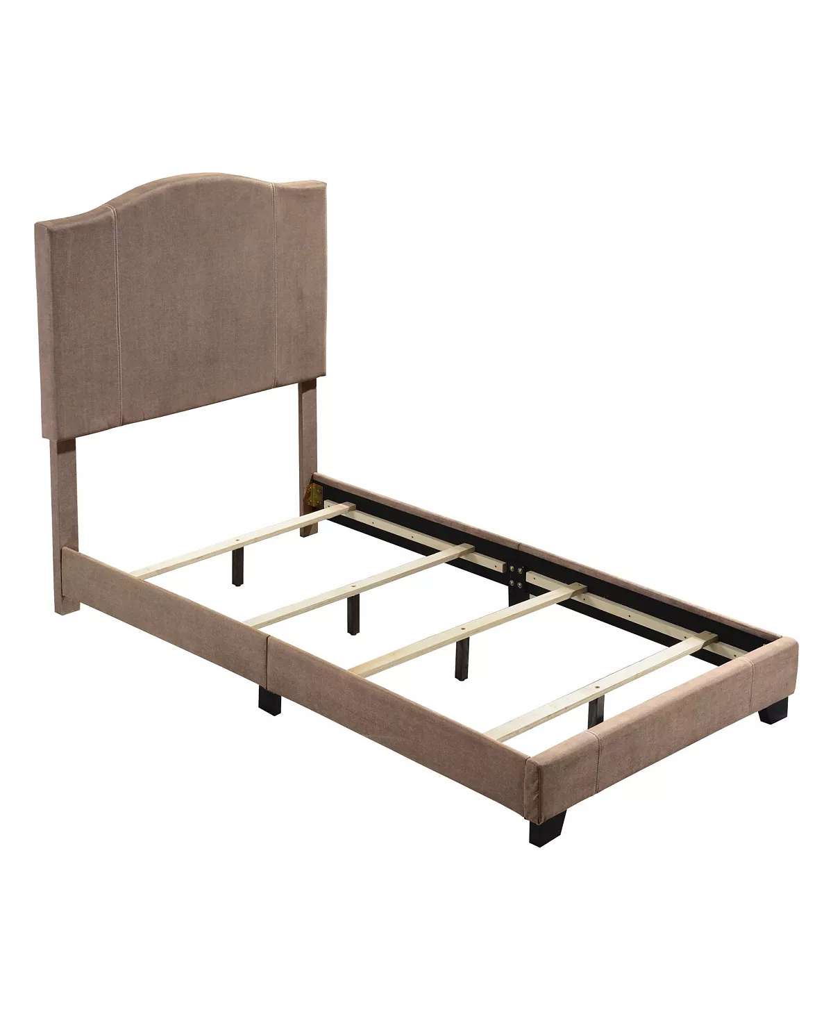 HomeFare Stitched Camel Back Upholstered Bed, Twin 8 HomeFare Stitched Camel Back Upholstered Bed, Twin - Image 6