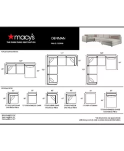 Drew & Jonathan Home 3-Pc. Fabric Sectional With Chaise, Created For Macy's -Costway Shop 21290162 fpx