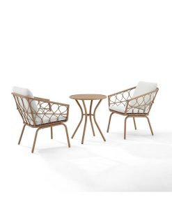 Crosley Juniper 3 Piece Indoor Outdoor Wicker Bistro Set