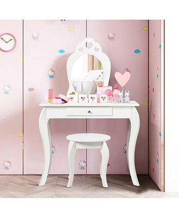 Kids Vanity Set Princess Makeup Dressing Play Table Set Costway Kids Vanity Set Princess Makeup Dressing Play Table Set -Costway Shop