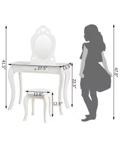 Costway Kids Vanity Set Princess Makeup Dressing Play Table Set -Costway Shop 22882350 fpx