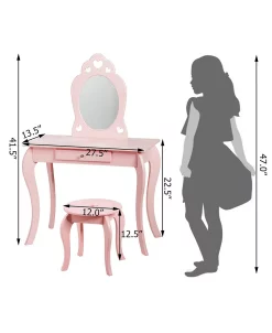 Costway Kids Vanity Set Princess Makeup Dressing Play Table Set -Costway Shop 22882365 fpx