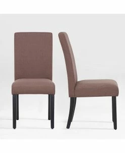 Westintrends Upholstered Linen Fabric Dining Chair Set Of 2