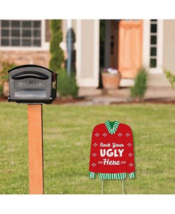 Ugly Sweater - Outdoor Lawn Sign - Holiday & Christmas Party Yard Sign - 1 Pc Big Dot Of Happiness Ugly Sweater - Outdoor Lawn Sign - Holiday & Christmas Party Yard Sign - 1 Pc -Costway Shop
