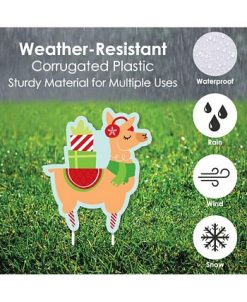 Big Dot Of Happiness Llama Christmas Santa Sleigh - Lawn Decor - Holiday Yard Signs - Set Of 8 -Costway Shop 23265125 fpx
