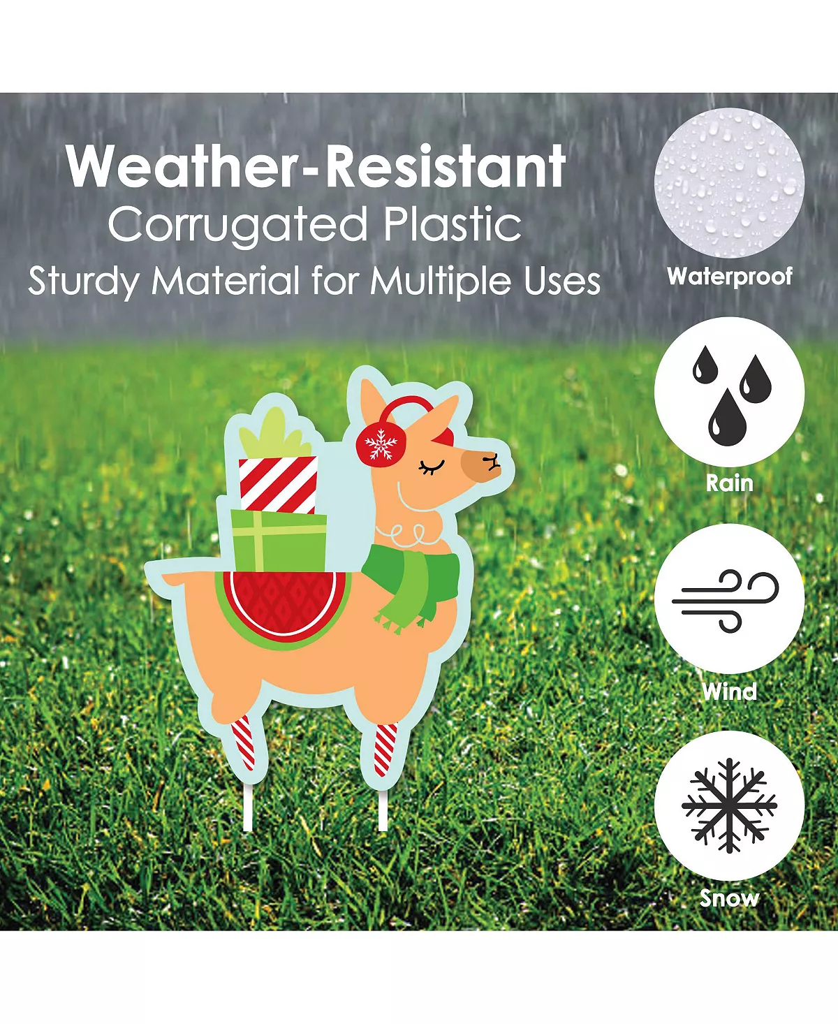 Big Dot Of Happiness Llama Christmas Santa Sleigh - Lawn Decor - Holiday Yard Signs - Set Of 8 5 Big Dot Of Happiness Llama Christmas Santa Sleigh - Lawn Decor - Holiday Yard Signs - Set Of 8 - Image 3