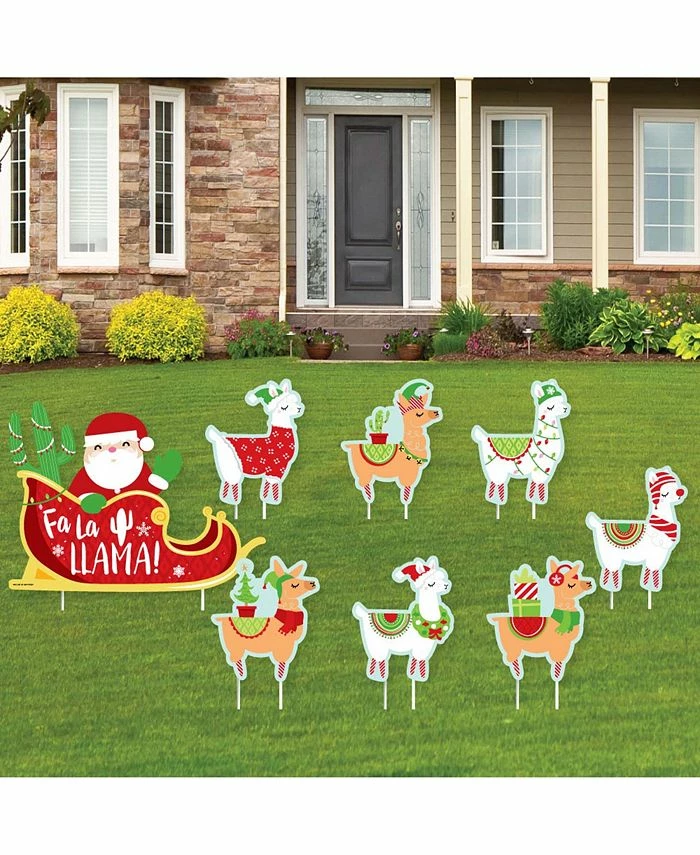 Big Dot Of Happiness Llama Christmas Santa Sleigh - Lawn Decor - Holiday Yard Signs - Set Of 8 3 Big Dot Of Happiness Llama Christmas Santa Sleigh - Lawn Decor - Holiday Yard Signs - Set Of 8