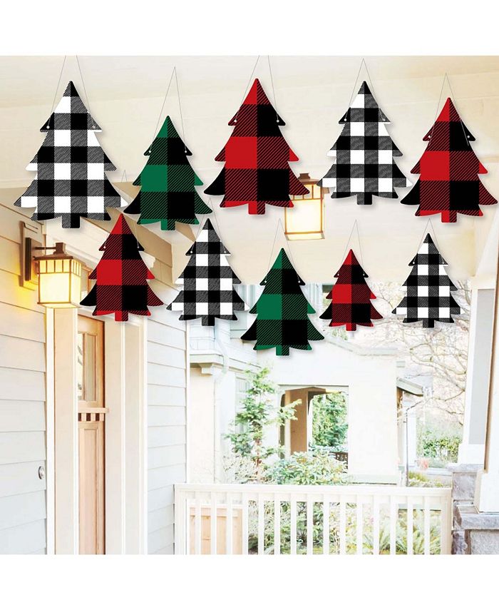liday Plaid Trees - Outdoor Christmas Porch & Tree Yard Decor - 10 Pc Big Dot Of Happiness Liday Plaid Trees - Outdoor Christmas Porch & Tree Yard Decor - 10 Pc -Costway Shop