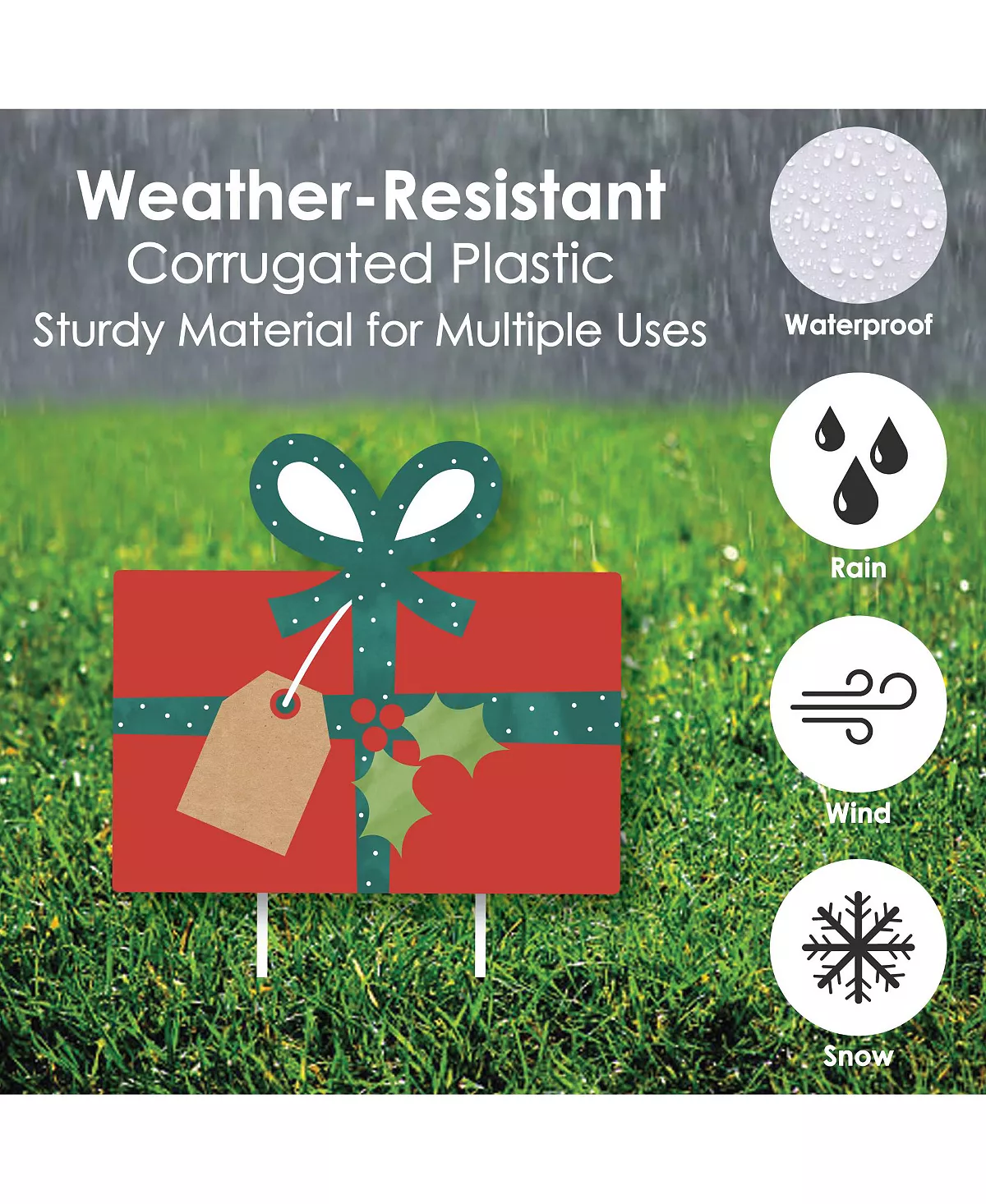 Big Dot Of Happiness Y Holiday Presents - Outdoor Lawn Decor - Christmas Yard Signs - Set Of 8 5 Big Dot Of Happiness Y Holiday Presents - Outdoor Lawn Decor - Christmas Yard Signs - Set Of 8 - Image 3