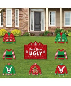Big Dot Of Happiness Ugly Sweater - Outdoor Lawn Decor - Holiday & Christmas Yard Signs - Set Of 8