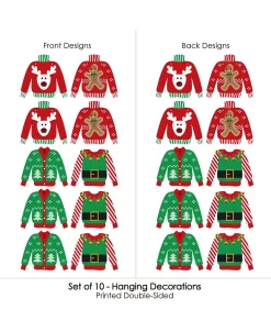 Big Dot Of Happiness Ugly Sweater - Outdoor Hanging Holiday And Christmas Party Decor - 10 Pc -Costway Shop 23268393 fpx