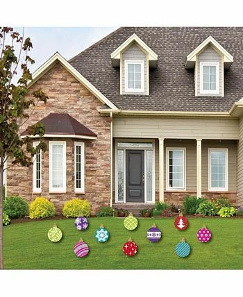 Big Dot Of Happiness Colorful Ornaments Lawn Decor - Outdoor Holiday & Christmas Yard Decor - 10 Pc 4 Big Dot Of Happiness Colorful Ornaments Lawn Decor - Outdoor Holiday & Christmas Yard Decor - 10 Pc - Image 2