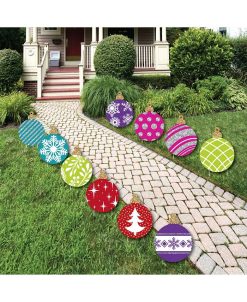 Big Dot Of Happiness Colorful Ornaments Lawn Decor - Outdoor Holiday & Christmas Yard Decor - 10 Pc