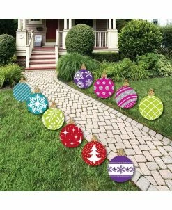 Big Dot Of Happiness Colorful Ornaments Lawn Decor - Outdoor Holiday & Christmas Yard Decor - 10 Pc