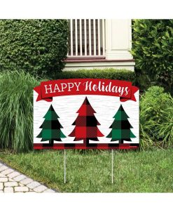 Big Dot Of Happiness Liday Plaid Trees - Christmas Yard Lawn Decor Happy Holidays Party Yardy Sign