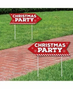 Big Dot Of Happiness Christmas Party - Holiday Party Arrow Double Sided Directional Yard Signs - 2 Ct