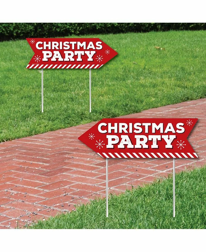 Big Dot Of Happiness Christmas Party - Holiday Party Arrow Double Sided Directional Yard Signs - 2 Ct 3 Big Dot Of Happiness Christmas Party - Holiday Party Arrow Double Sided Directional Yard Signs - 2 Ct
