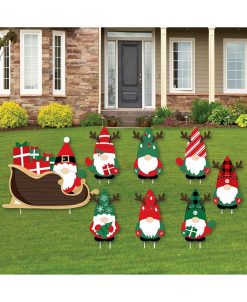Big Dot Of Happiness Red And Green Holiday Gnomes Santa Sleigh Lawn Christmas Party Yard Signs 8 Ct