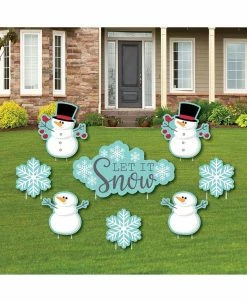 Big Dot Of Happiness Let It Snow - Snowman - Lawn Decor - Christmas & Holiday Yard Signs - Set Of 8
