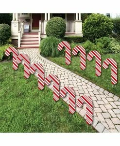 Big Dot Of Happiness C&y Cane Lawn Decor - Outdoor Holiday & Christmas Yard Decor - 10 Piece