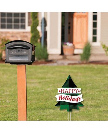 Big Dot Of Happiness Liday Plaid Trees - Happy Holidays Outdoor Lawn Sign Christmas Yard Sign 1 Pc 4 Big Dot Of Happiness Liday Plaid Trees - Happy Holidays Outdoor Lawn Sign Christmas Yard Sign 1 Pc - Image 2