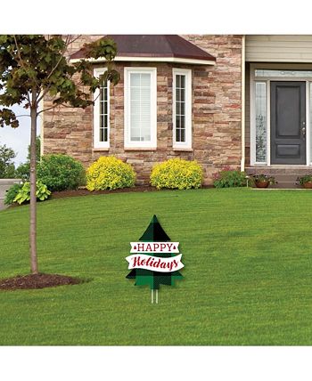 Big Dot Of Happiness Liday Plaid Trees - Happy Holidays Outdoor Lawn Sign Christmas Yard Sign 1 Pc 5 Big Dot Of Happiness Liday Plaid Trees - Happy Holidays Outdoor Lawn Sign Christmas Yard Sign 1 Pc - Image 3