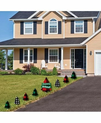 Big Dot Of Happiness Liday Plaid Trees - Lawn Decor - Buffalo Plaid Christmas Yard Signs - Set Of 8 4 Big Dot Of Happiness Liday Plaid Trees - Lawn Decor - Buffalo Plaid Christmas Yard Signs - Set Of 8 - Image 2