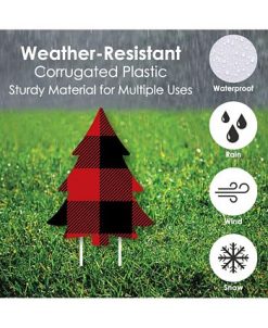 Big Dot Of Happiness Liday Plaid Trees - Lawn Decor - Buffalo Plaid Christmas Yard Signs - Set Of 8 -Costway Shop 23278533 fpx