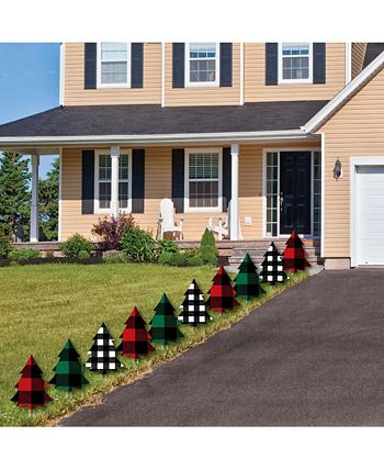 liday Plaid Trees - Lawn Decor - Outdoor Christmas Party Yard Decor - 10 Pc Big Dot Of Happiness Liday Plaid Trees - Lawn Decor - Outdoor Christmas Party Yard Decor - 10 Pc -Costway Shop