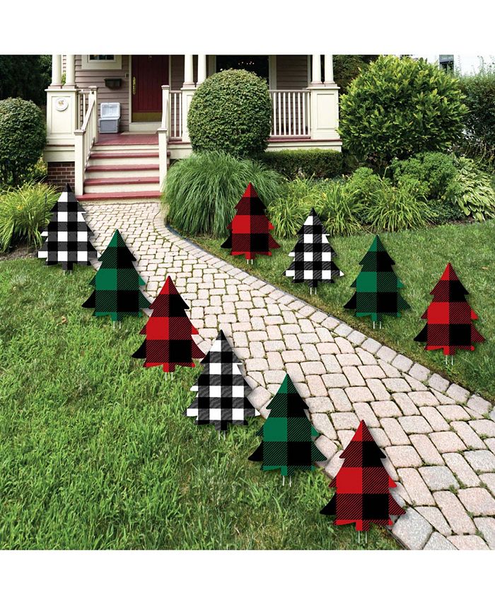 liday Plaid Trees - Lawn Decor - Outdoor Christmas Party Yard Decor - 10 Pc Big Dot Of Happiness Liday Plaid Trees - Lawn Decor - Outdoor Christmas Party Yard Decor - 10 Pc -Costway Shop