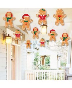 Big Dot Of Happiness Gingerbread Christmas - Outdoor Holiday Porch & Tree Yard Decor - 10 Pc