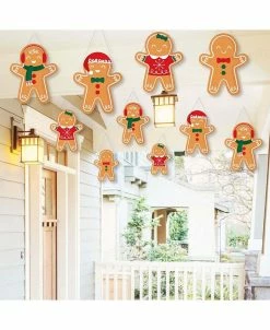 Big Dot Of Happiness Gingerbread Christmas - Outdoor Holiday Porch & Tree Yard Decor - 10 Pc