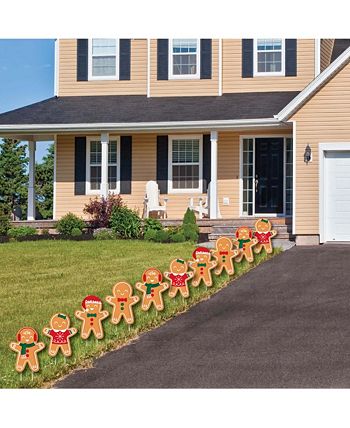 Gingerbread Christmas - Lawn Decor - Outdoor Holiday Party Yard Decor - 10 Pc Big Dot Of Happiness Gingerbread Christmas - Lawn Decor - Outdoor Holiday Party Yard Decor - 10 Pc -Costway Shop