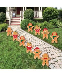 Big Dot Of Happiness Gingerbread Christmas - Lawn Decor - Outdoor Holiday Party Yard Decor - 10 Pc