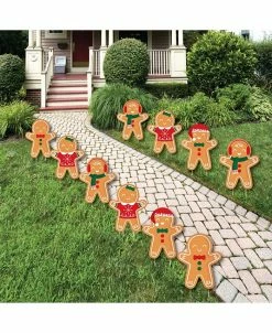 Big Dot Of Happiness Gingerbread Christmas - Lawn Decor - Outdoor Holiday Party Yard Decor - 10 Pc