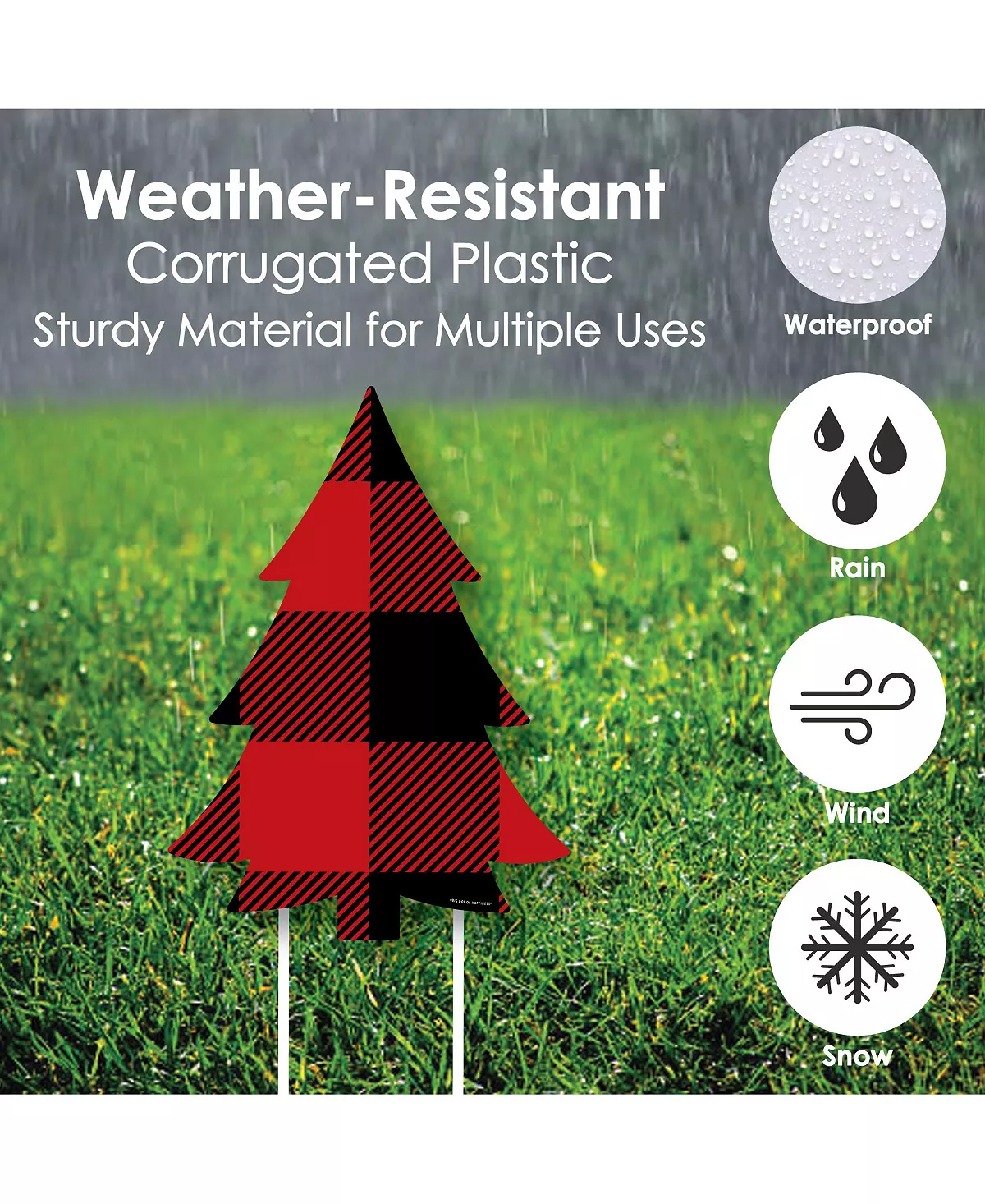 Big Dot Of Happiness Liday Plaid Trees - Outdoor Lawn Sign Decor - Christmas Yard Display - 3 Pc 5 Big Dot Of Happiness Liday Plaid Trees - Outdoor Lawn Sign Decor - Christmas Yard Display - 3 Pc - Image 3