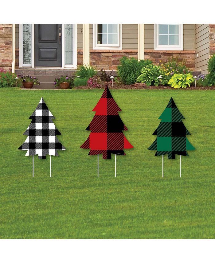 liday Plaid Trees - Outdoor Lawn Sign Decor - Christmas Yard Display - 3 Pc Big Dot Of Happiness Liday Plaid Trees - Outdoor Lawn Sign Decor - Christmas Yard Display - 3 Pc -Costway Shop