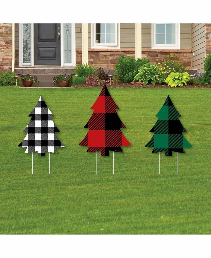 Big Dot Of Happiness Liday Plaid Trees - Outdoor Lawn Sign Decor - Christmas Yard Display - 3 Pc 3 Big Dot Of Happiness Liday Plaid Trees - Outdoor Lawn Sign Decor - Christmas Yard Display - 3 Pc