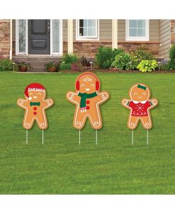 Big Dot Of Happiness Gingerbread Christmas - Outdoor Lawn Sign Decor Holiday Party Yard Display 3 Pc