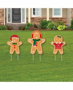 Big Dot Of Happiness Gingerbread Christmas - Outdoor Lawn Sign Decor Holiday Party Yard Display 3 Pc