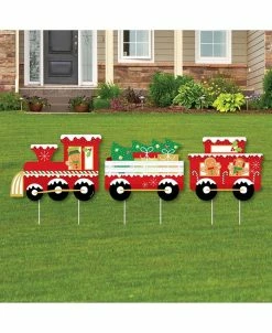 Big Dot Of Happiness Christmas Train - Outdoor Lawn Sign Decor & Stakes - Holiday Yard Display 3 Pc