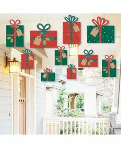 Big Dot Of Happiness Y Holiday Presents - Outdoor Christmas Porch Tree Yard Decor 10 Pc