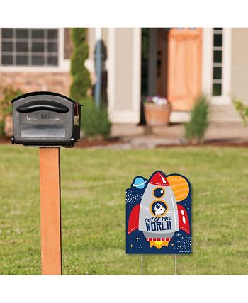 Big Dot Of Happiness Last Off To Outer Space - Outdoor Lawn Sign - Rocket Ship Party Yard Sign 1 Pc 4 Big Dot Of Happiness Last Off To Outer Space - Outdoor Lawn Sign - Rocket Ship Party Yard Sign 1 Pc - Image 2